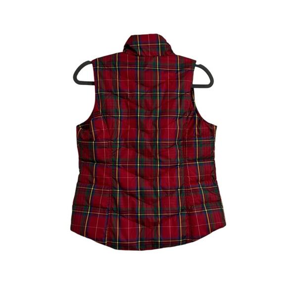 Lands' End Down Puffer Vest Holiday Winter Red Tartan Plaid Size Women's XS - Picture 2 of 4